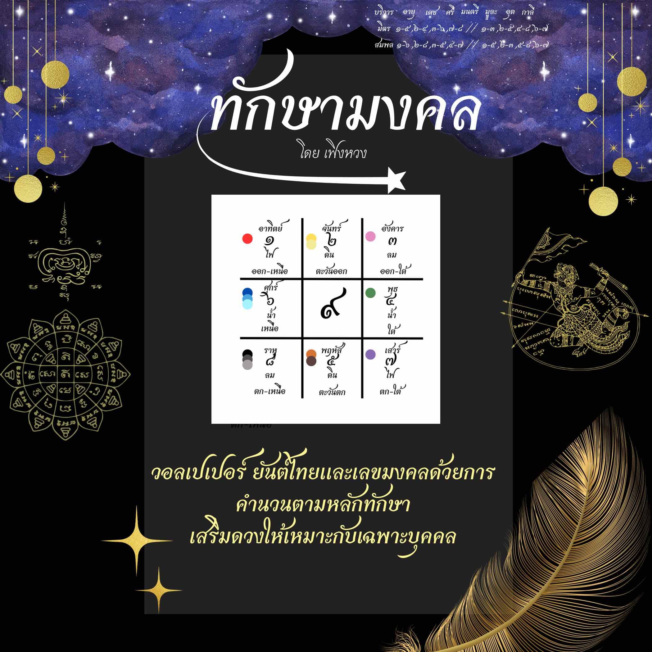 วอลเปเปอร์ยันต์ไทยพร้อมเลขมงคล รายบุคคล ตามทักษา